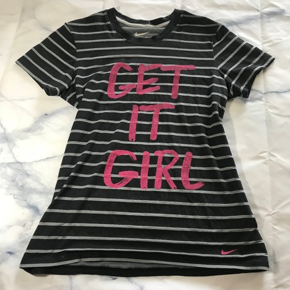 Nike Black & Grey Striped "Get It Girl" Tee Short - Picture 2 of 7
